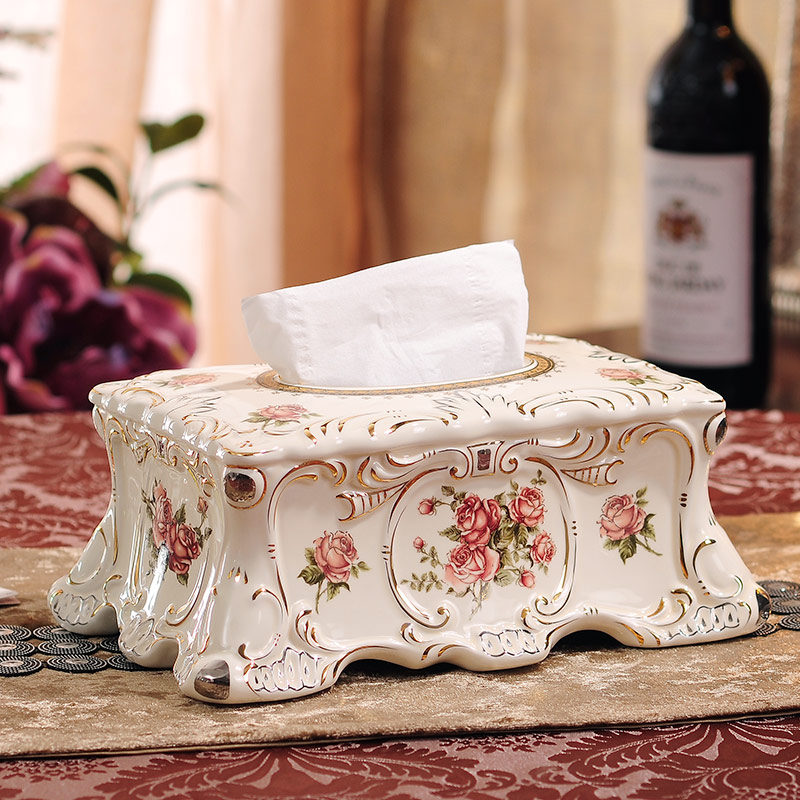 European tissue box multi - function remote control boxes ceramic suction box creative home sitting room napkins for box