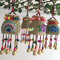Beaded Bell small bamboo basket kindergarten indoor and outdoor hanging decoration bamboo decoration painting creative works fish basket fish back basket