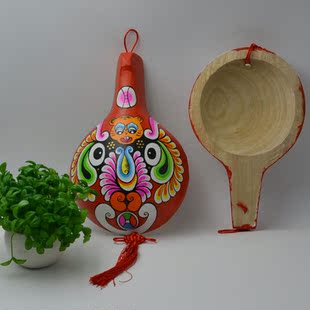 陕西民间传统纯手工特色绘画工艺品马勺脸谱招财祈福装饰挂饰包邮