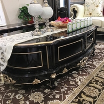 Eurostyle Tea Table Neoclassical Oval Tea Table Solid Wood Drawer Tea Table Lavish Carved Flower Villa Round Tea Table
