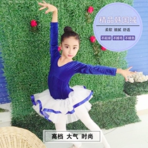Childrens ballet dance training clothes girls velvet long-sleeved test skirt childrens one-piece national Chinese dance costume