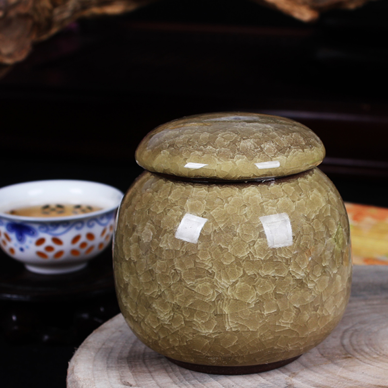 Jue jingdezhen ice crack glaze small caddy fixings storage tanks can of violet arenaceous caddy fixings to travel