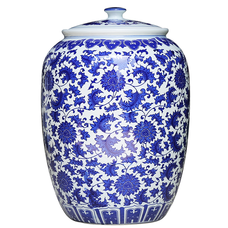 Jingdezhen ceramics large blue and white seal pot sitting room place candy jar household act the role ofing is tasted barrel storage tank