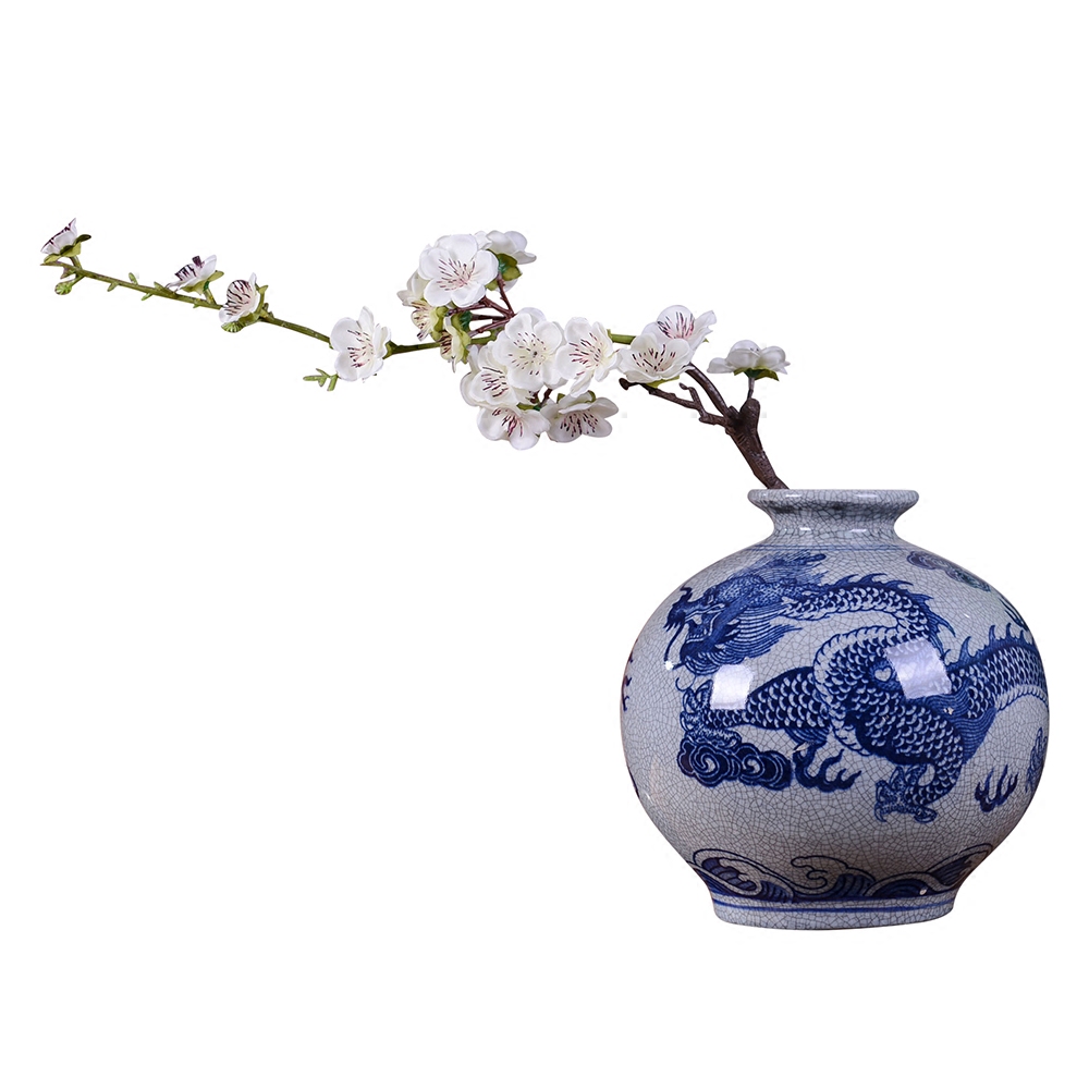 Jingdezhen ceramic vase furnishing articles flower arranging archaize sitting room longteng Chinese style household adornment zen of blue and white porcelain decoration