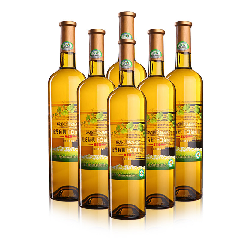 威龙有机干白葡萄酒原生级优级酒田白葡萄酒红酒6瓶整箱装