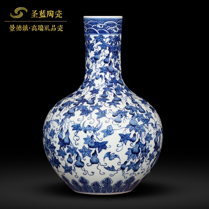 Jingdezhen ceramics hand - made archaize sitting room of blue and white porcelain vases, flower arrangement home decoration handicraft furnishing articles