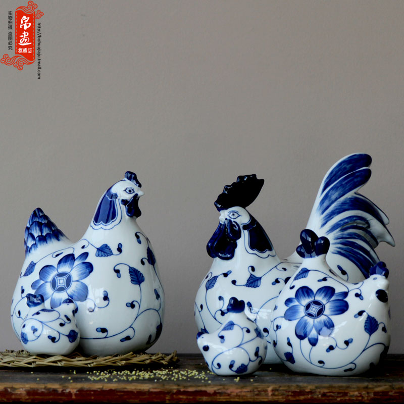 Chinese ceramic decoration process hand - made porcelain of jingdezhen ceramics ceramic chicken classical decorative furnishing articles