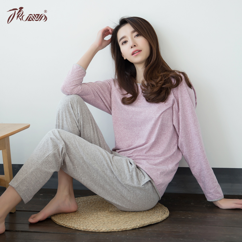 顶瓜瓜睡衣女秋冬季长袖外穿家居服薄款套装女式春秋居家女人睡