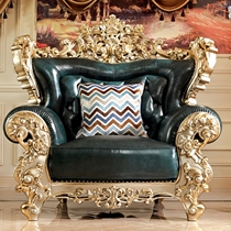 Solid wood sofa combination 123 living room furniture sofa coffee table set luxury carved leather sofa European sofa