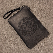 Handbag Mens Korean version of the trend youth fashion handbag head pattern embossed casual shoulder oblique cross bag hand bag