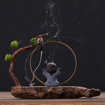 Chinese Zen ceramic reverse flow incense burner ornaments Weathered wood Creative home Agarwood Sandalwood Tea Ceremony Antique aromatherapy stove