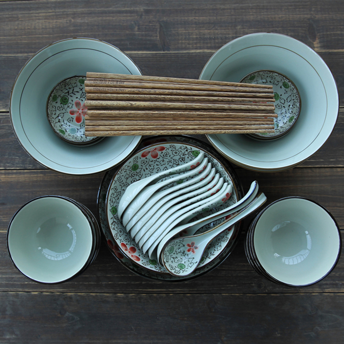 And the four seasons ceramic tableware 40 dishes suit box under the glaze color Japanese household jobs rainbow such as bowl dish