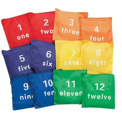 Hot-selling kindergarten children's English alphanumeric geometric color tarpaulin square sandbag game sandbag