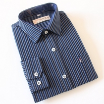 Spring and autumn old cotton old coarse cloth mens long sleeve shirt thick loose dark striped shirt