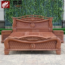 European antique Myanmar Rosewood double bed mahogany bedroom solid wood furniture big fruit red sandalwood value combination