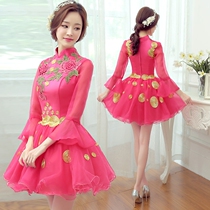 Banquet evening dress short 2020 new bridesmaid wear engagement graduation dress dress host woman thin