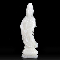Natural Afghan White Jade Guanyin ornaments Ruyi Station Guanyin Bodhisattva Buddha statue Feng Shui Home Town House