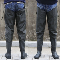 Chest wader mens waterproof non-slip anti-electric fishing fishing shoes high tube jumpsuit rain boots blood pants long tube leather fork water fork
