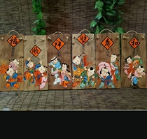 Retro nostalgic wood decoration pendant antique wall jewelry hand-painted weathered wood log wall wall decoration fuwa