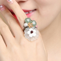 Pure jewelry opening ring decoration ring female tail ring Dongling Jade hipster literature and art fan retro fashion tide