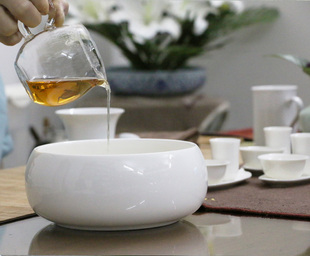 茶具白玉茶洗水方白色陶瓷白瓷功夫茶道好一道茶