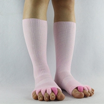 Stockings sleep five-finger socks cotton thin calf pressure toe socks children pure pink tall tube leg socks