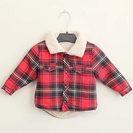 婴幼儿童装秋冬新款男宝格子外套女潮宝韩版羊