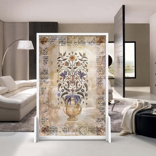 美式欧式时尚屏风简约布艺纱制座屏隔断客厅办公室玄关卧室发财树