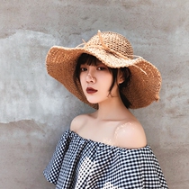 Hat female summer small fresh crochet straw hat Korean version of the wild foldable visor seaside holiday beach sun hat