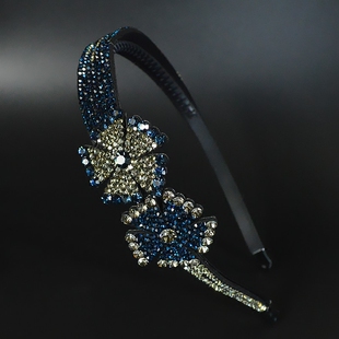 花朵水晶水钻发箍发饰奥钻满钻带齿防滑头箍头饰日韩新品金属压发