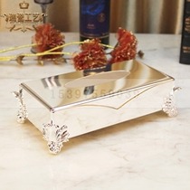 Stainless steel silver-plated tissue box durable ktv table luxury clubhouse luxury tissue box metal countertop supplies
