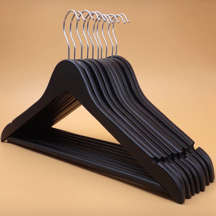黑色实木衣架 服装店防滑晾衣架木质衣挂 天然原木材质特价包邮