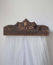 American vintage old bed crown European French full solid wood carved bed curtain frame Jane bed curtain crown curtain head customization