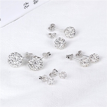 South Korea quality shiny full drill ball 925 silver needle ear nail pure silver anti-allergy ear bone nail-in-the-ear accessories