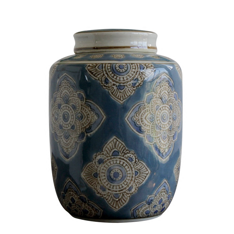 Jingdezhen ceramic Chinese storage tank receive a case of blue and white porcelain household furnishing articles vase flower arrangement sitting room adornment ornament