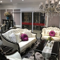 Eu Style Real Leather Sofa 123 Composition New Classical Like Board Room Solid Wood Sofa American Small Family Style Living Room Sofa