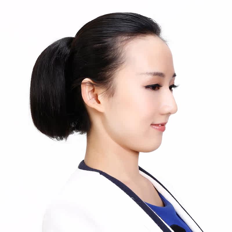 迈博 真发假发 女 逼真短马尾 真人发丝短直发仿真马尾接发假发片