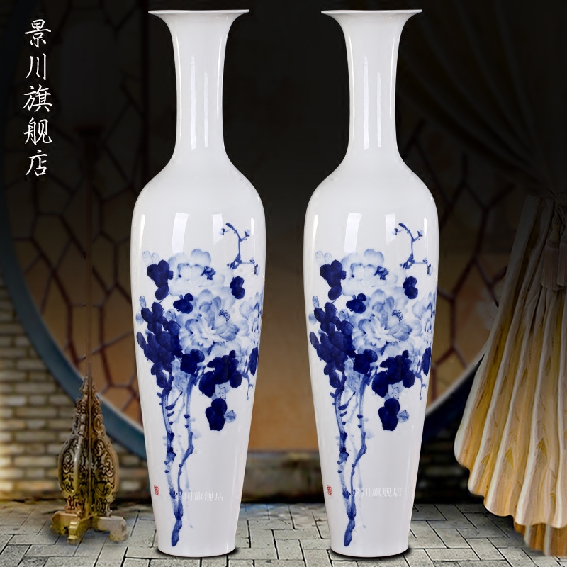 Jingdezhen ceramic I and contracted small pure and fresh and peony vases furnishing articles home sitting room hotel shop decoration