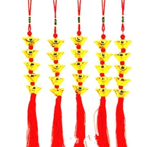 Golden plastic gold-plated ingot small pendants Dragon Boat Festival decoration products Feng Shui Cai Cai hanging decoration car pendant