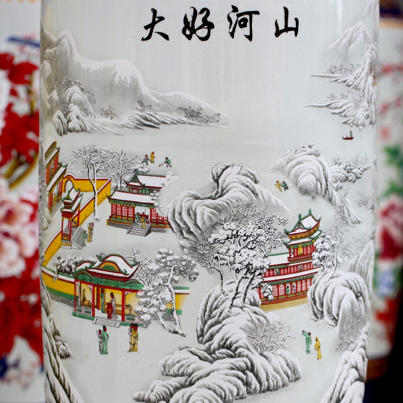Ceramics jingdezhen great rivers, large vase household living room the hotel ground flower arranging place Chinese arts and crafts