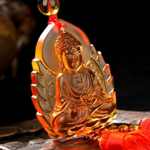 Yi Mingju Buddha Tong Zhiyuan Car hanging glass hanging Buddha head Buddha statue Car pendant Car hanging safety charm Men and women