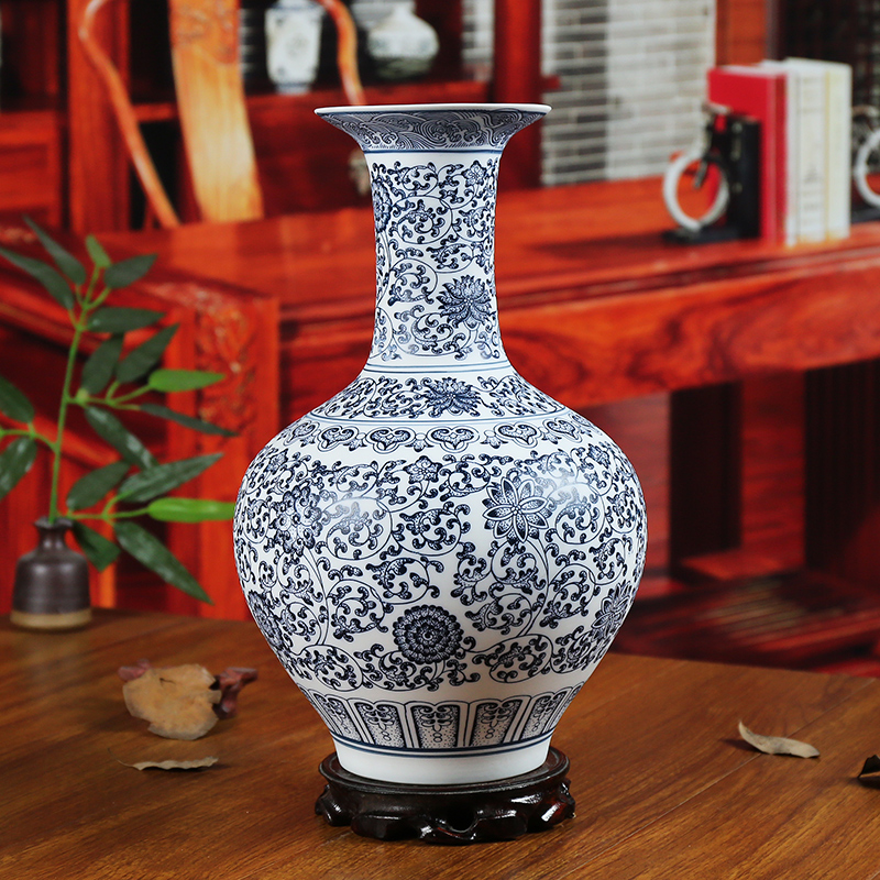 Classical jingdezhen ceramics insert blue and white vase inferior smooth glaze the modern study of home sitting room adornment furnishing articles