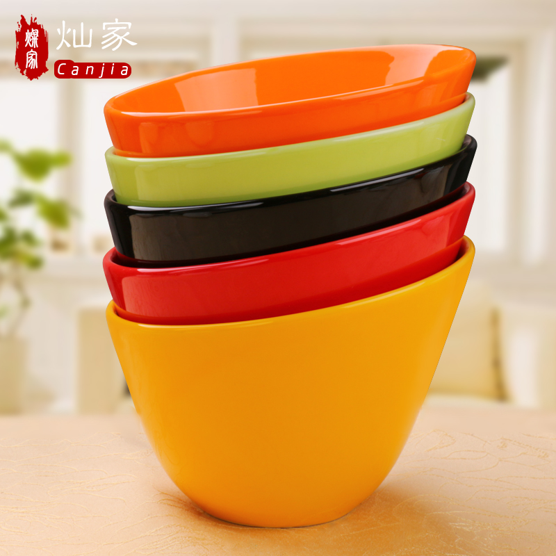 Ceramic high body bevel salad bowl noodles bowl of colored glaze sauce bowl of soup bowl western - style buffet hotel tableware