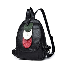 Double shoulder bag woman 2018 Korean version washed with soft leather fashion 100 hitch mini-backpack Leisure dual-use large-capacity chest bag