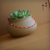 Sparkling red rope anklet female Weaving exquisite Super Flash 999 silver beads to Pach blossom evil drive ultra-fine foot rope gift