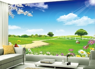 小清新田园风景大型壁画立体3d壁纸墙纸电视沙发背景墙画现代简约
