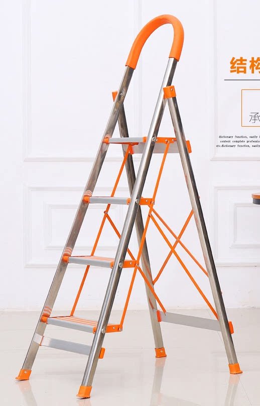 家用梯子折叠梯不锈钢晾衣架铝合金人字梯子两用翼型晒衣架 百利_不