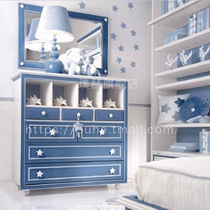 Childrens room locker Boy solid wood chest of drawers Southeast Asia bucket cabinet Solid wood blue storage cabinet Model room