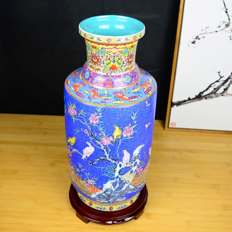 Jingdezhen ceramics ancient Chinese wind powder enamel antique vase proof sitting room rich ancient frame handicraft furnishing articles