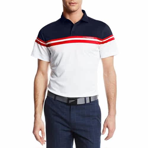 经典款 jl高尔夫服装 男士短袖t恤 排汗速干 竖纹提花功能面料_7折